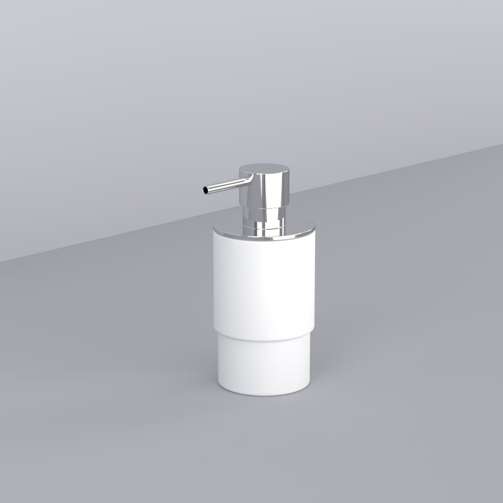 Cielo Dispenser in Solid Surface (white glass and Metal brush) – Dispenser Σαπουνιού – Chrome (ACDI CR)