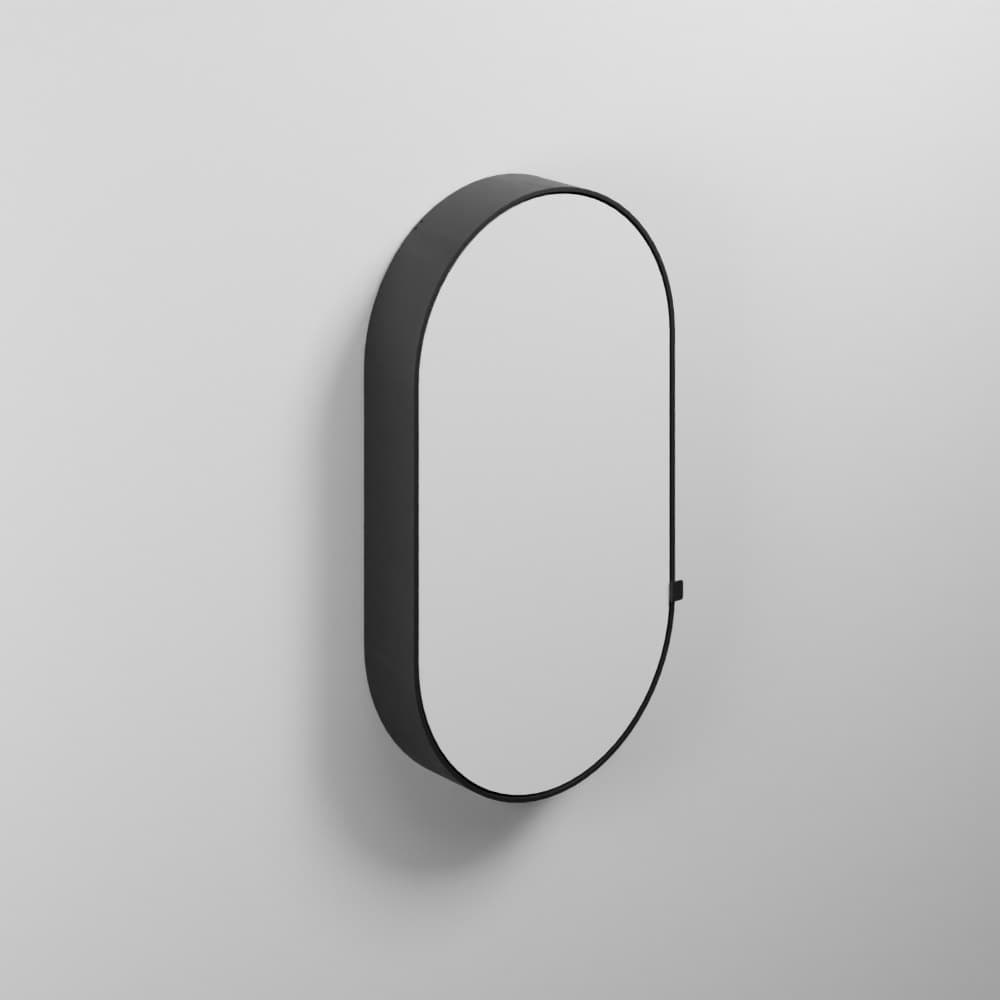 Cielo Oval box - left – Καθρέπτης Μπάνιου – Matt Black (CASPCOSX NM)