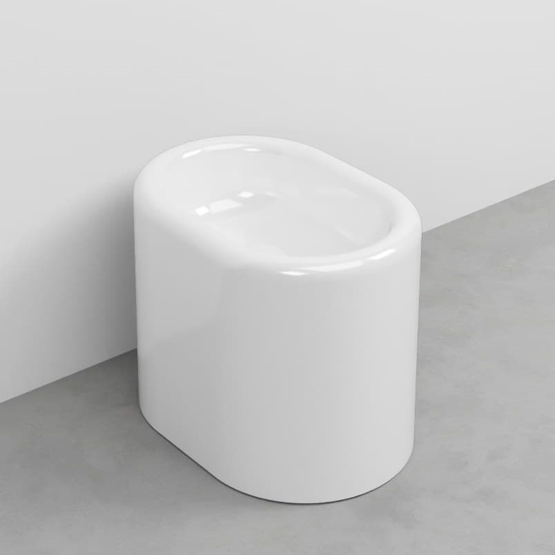 Cielo Itaca with steel fitting, left side – Μπιντέ Δαπέδου – White Glossy (ITBI BL)