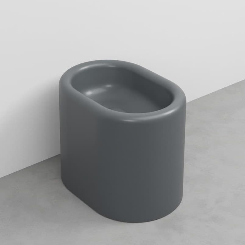 Cielo Itaca with steel fitting, left side – Μπιντέ Δαπέδου – Basalto (ITBICOLOR BA)