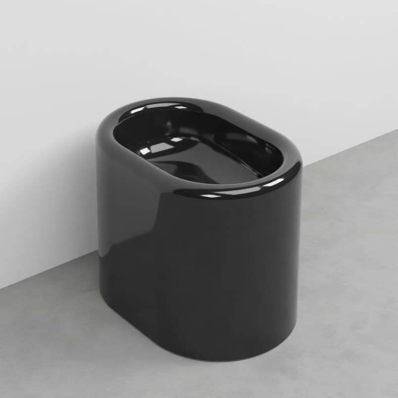 Cielo Itaca with steel fitting, left side – Μπιντέ Δαπέδου – Black Glossy (ITBIN N)