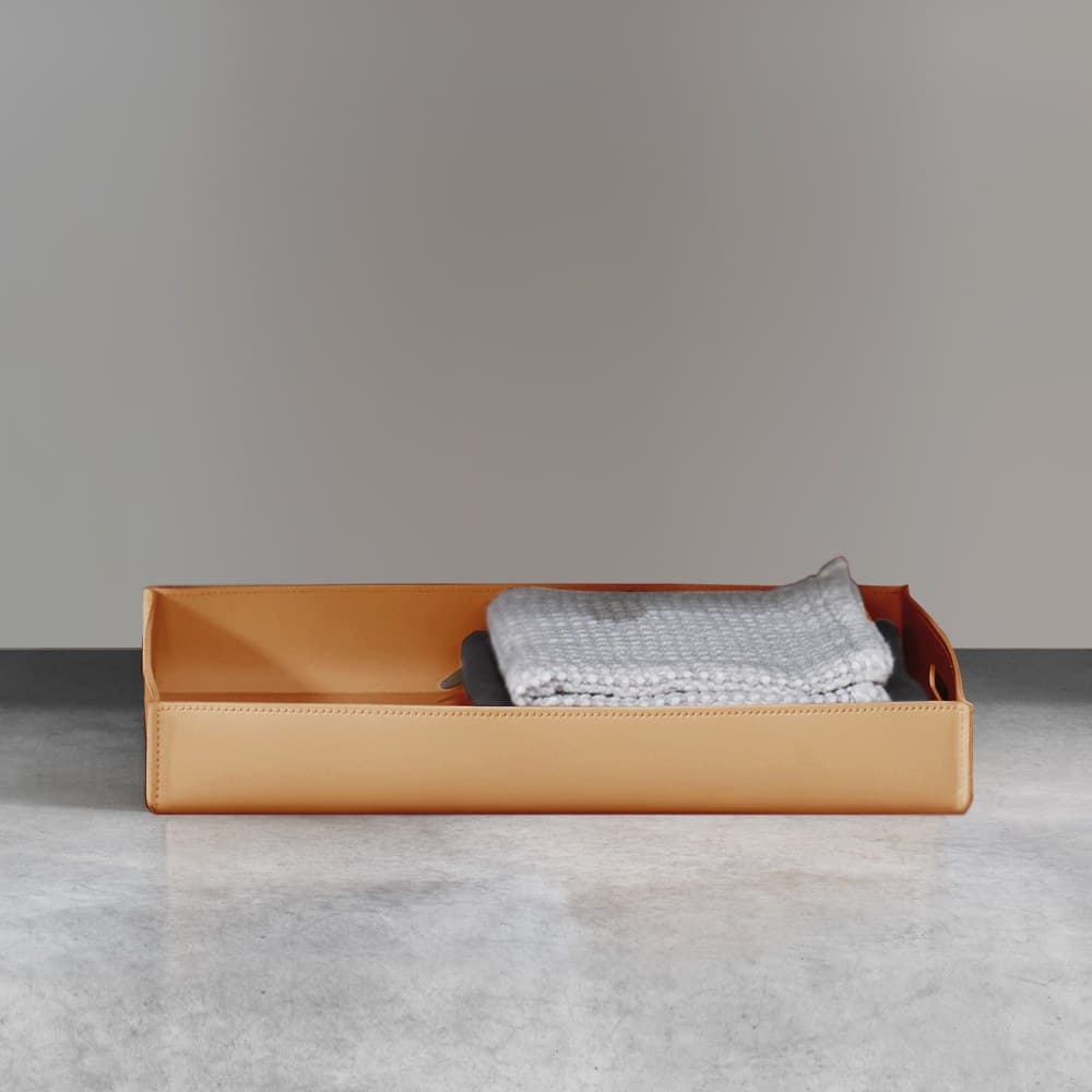 Cielo Basket in leather Plinio h10 – Καλάθι Μπάνιου – Natural Leather (PNSC10 NA)