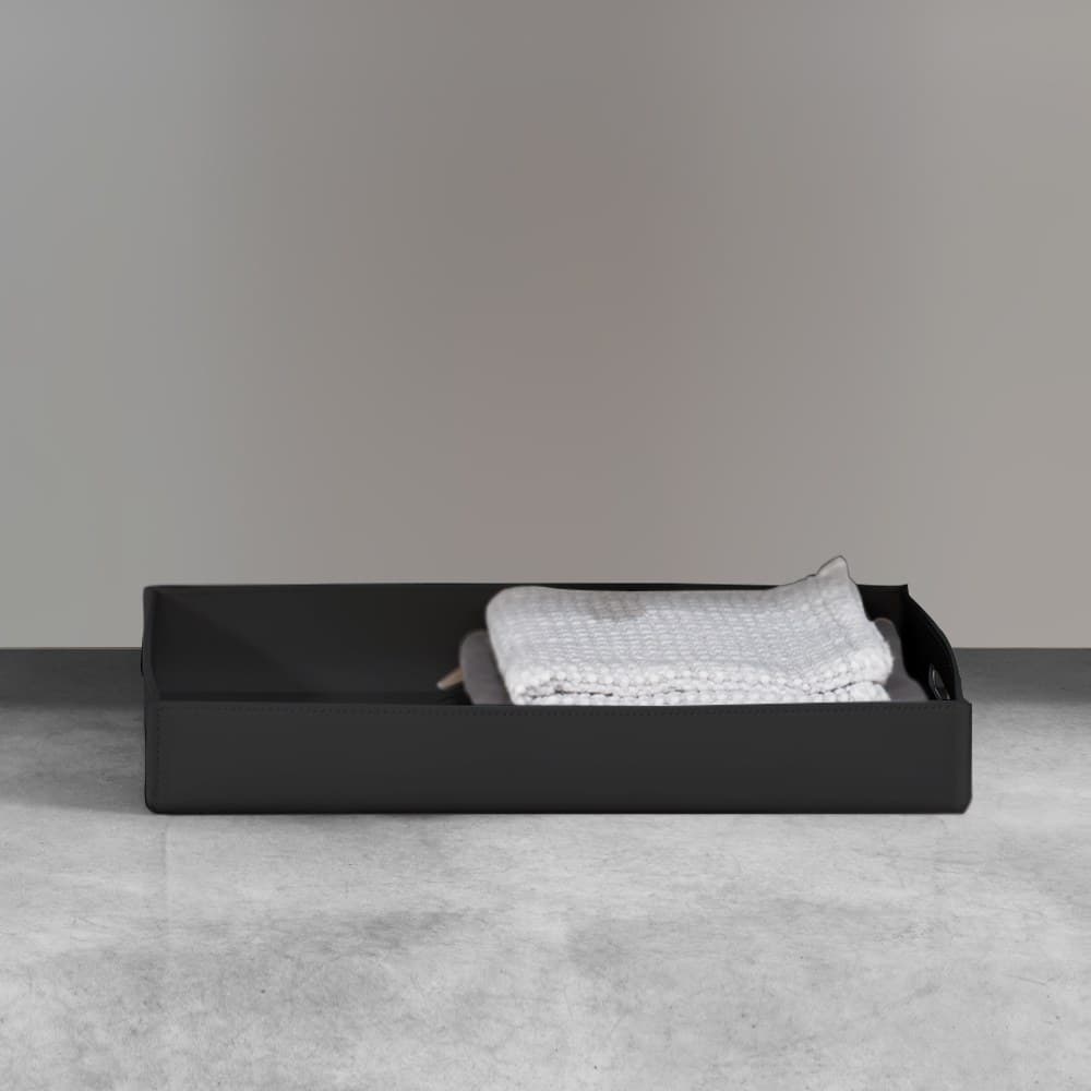 Cielo Basket in leather Plinio h10 – Καλάθι Μπάνιου – Matt Black (PNSC10 NE)