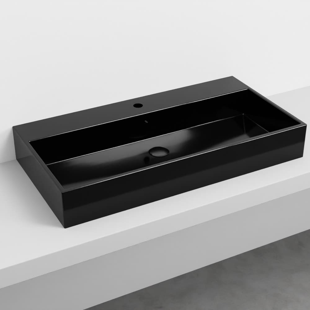 Cielo Smile 100 – Νιπτήρας Επικαθήμενος – Black Glossy (SMLAA100N N)