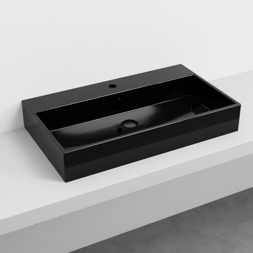 Cielo Smile 80 – Νιπτήρας Επικαθήμενος – Black Glossy (SMLAA80N N)