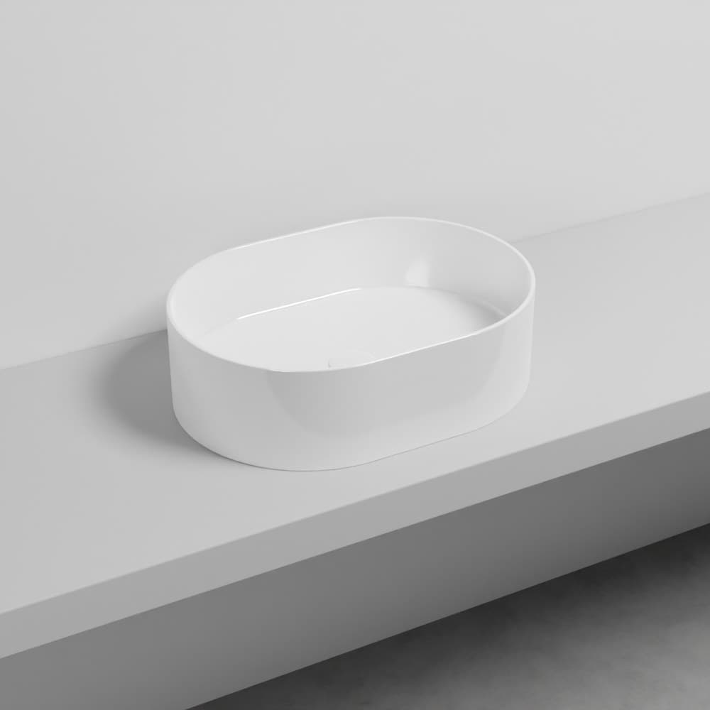 Cielo Theo oval – Νιπτήρας Επικαθήμενος – White Glossy (THLAO BL)