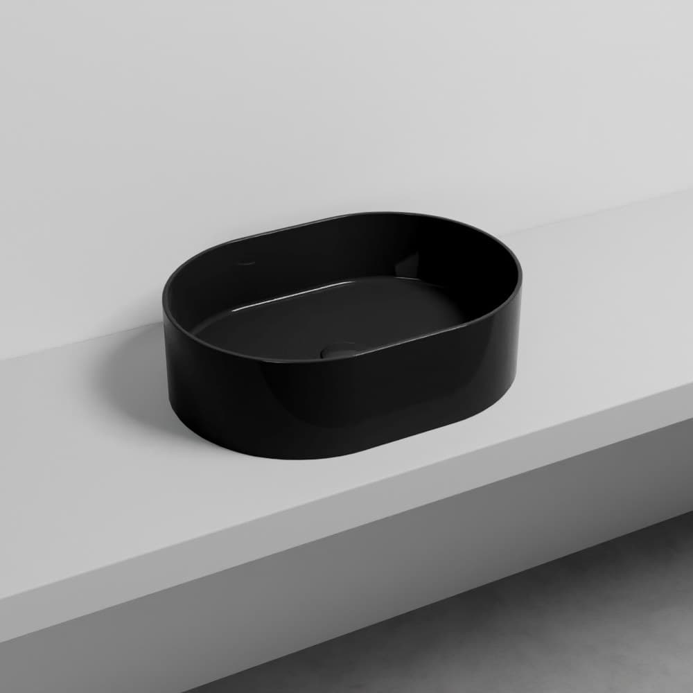 Cielo Theo oval – Νιπτήρας Επικαθήμενος – Black Glossy (THLAON N)