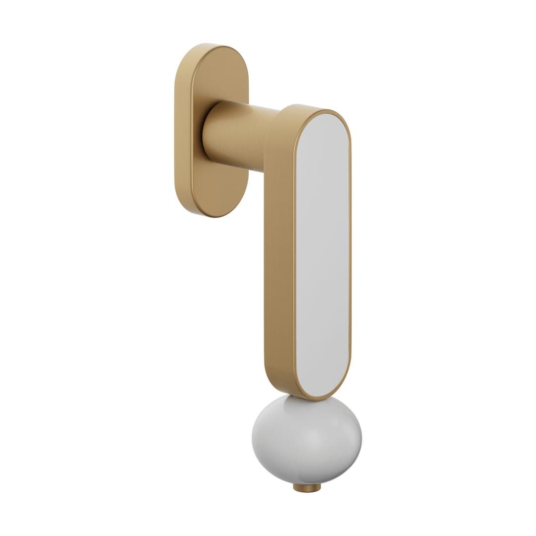 DnD Crisalide – Πόμολο Παραθύρου – DK VIS Ovale – Satin gold + white glossy porcelain (CS22V-ARO+PSW)