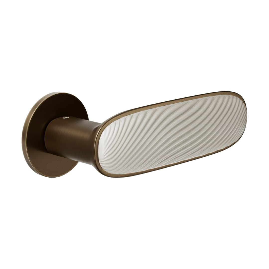 DnD Dune – Πόμολο Πόρτας Ροζέτα – Fine Tonda – Matt sandblasted bronze + sand-white glossy porcelain (DN40-BSO+PSB)