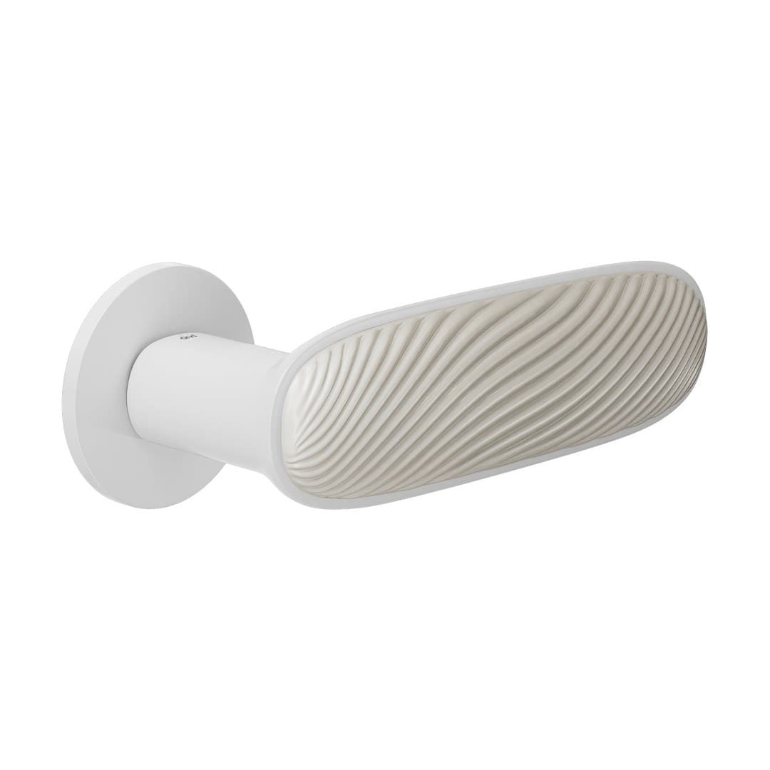 DnD Dune – Πόμολο Πόρτας Ροζέτα – Fine Tonda – White + sand-white glossy porcelain (DN40-OBN+PSB)