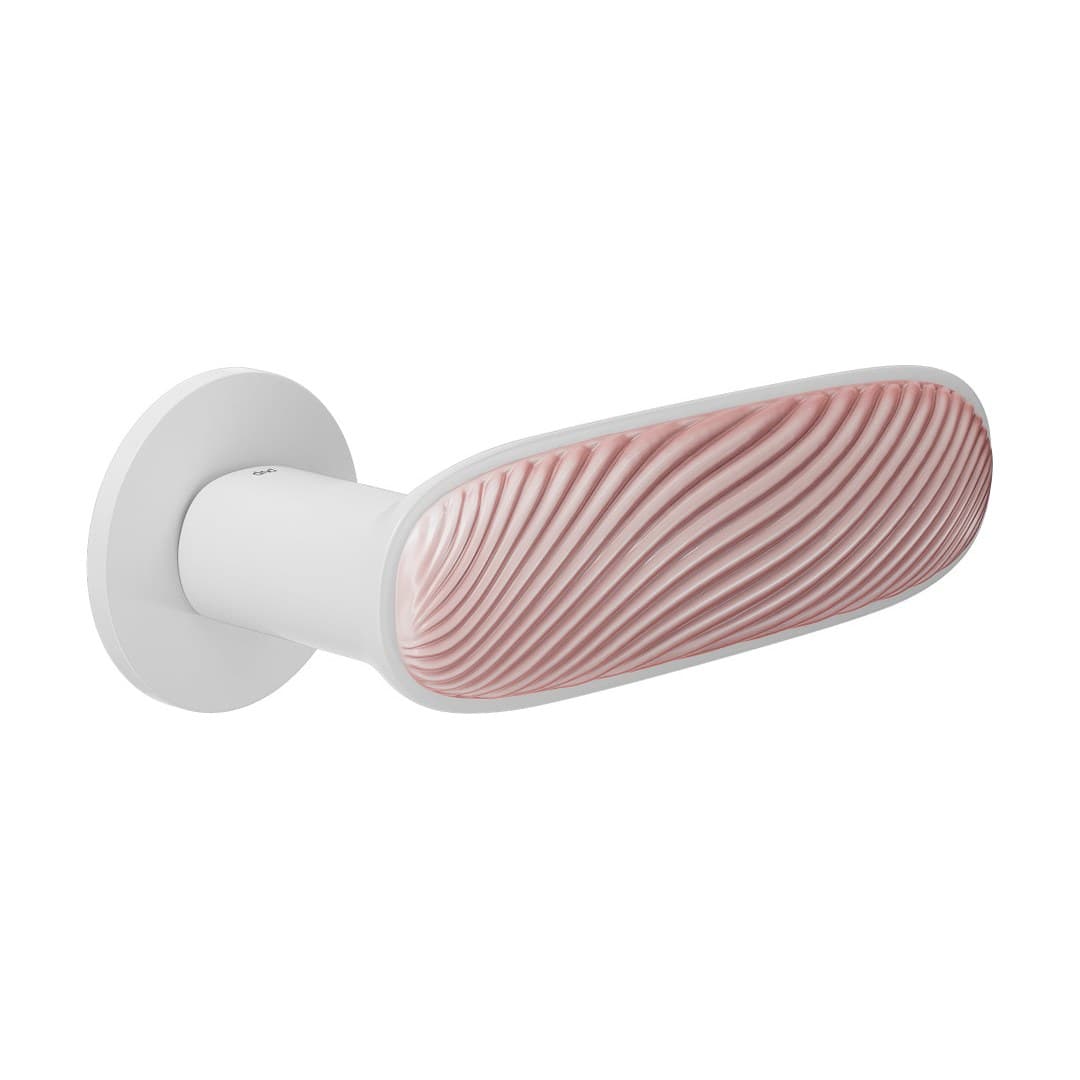 DnD Dune – Πόμολο Πόρτας Ροζέτα – Fine Tonda – White + cloud-pink glossy porcelain (DN40-OBN+PSR)