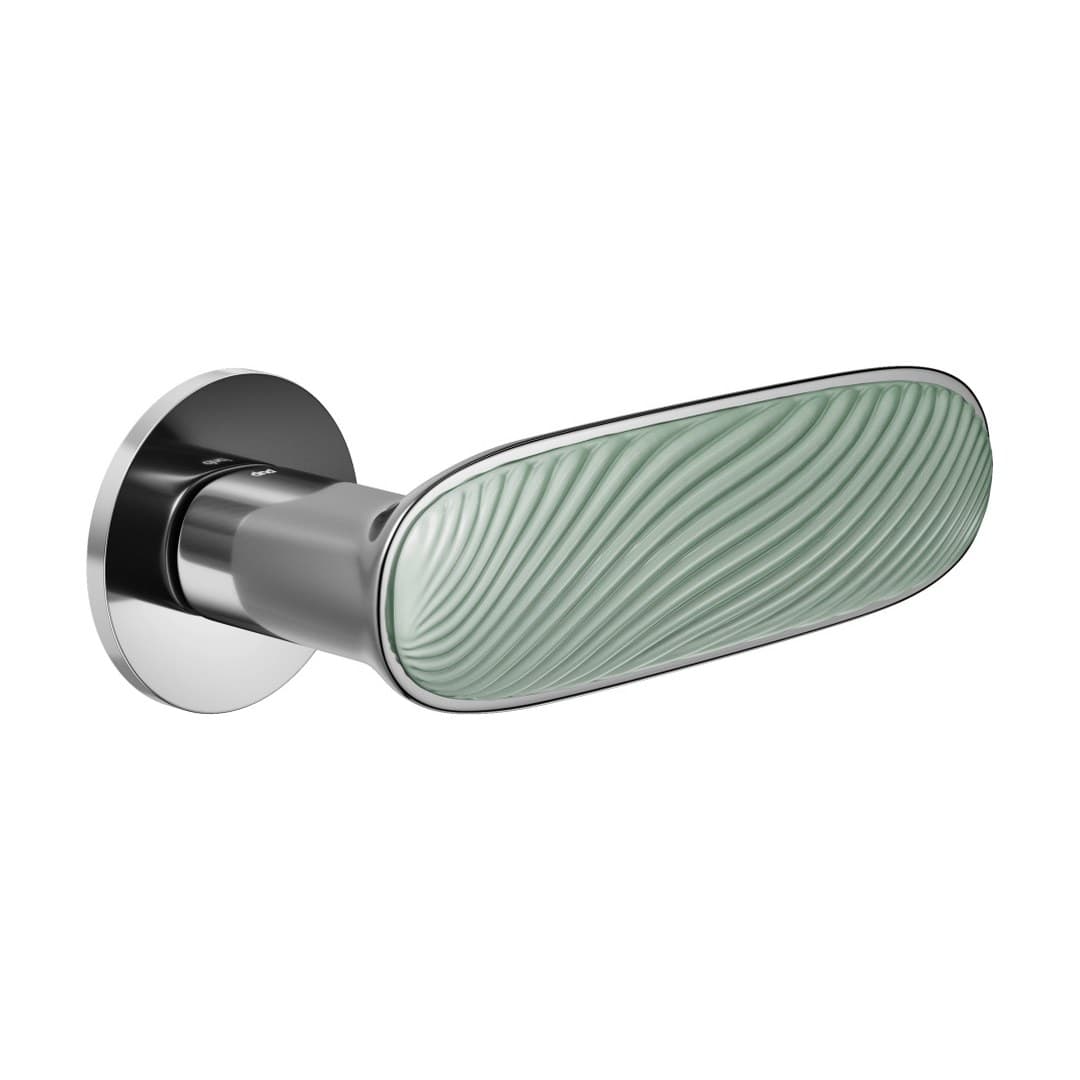 DnD Dune – Πόμολο Πόρτας Ροζέτα – Fine Tonda – Polished chrome + mint-green glossy porcelain (DN40-OC+PSV)