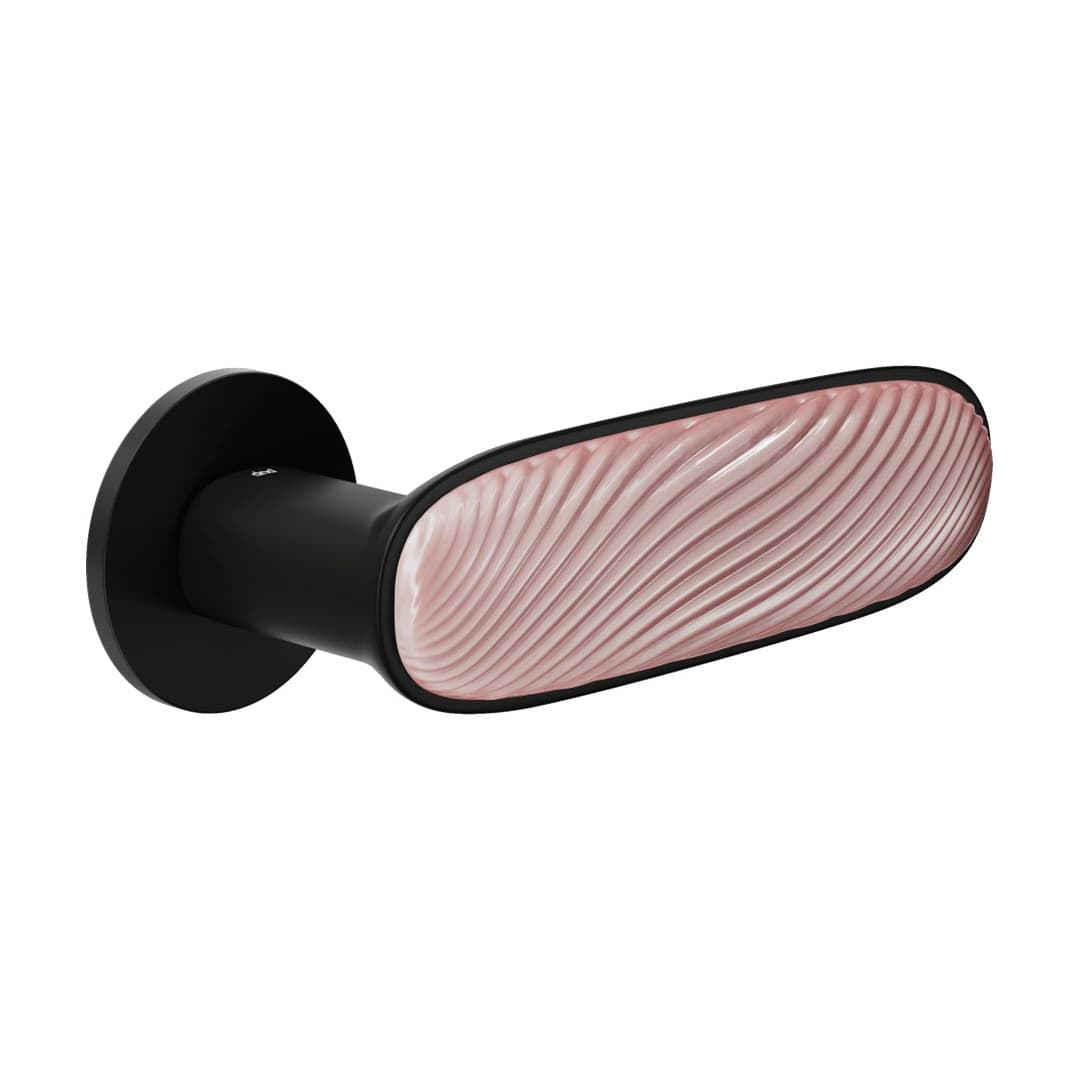 DnD Dune – Πόμολο Πόρτας Ροζέτα – Fine Tonda – Black + cloud-pink glossy porcelain (DN40-ONO+PSR)