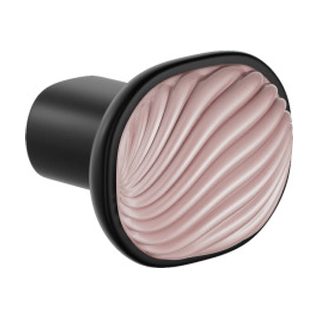 DnD Dune – Πομολάκι Επίπλου – Black + cloud-pink glossy porcelain (DN70-ONO+PSR)