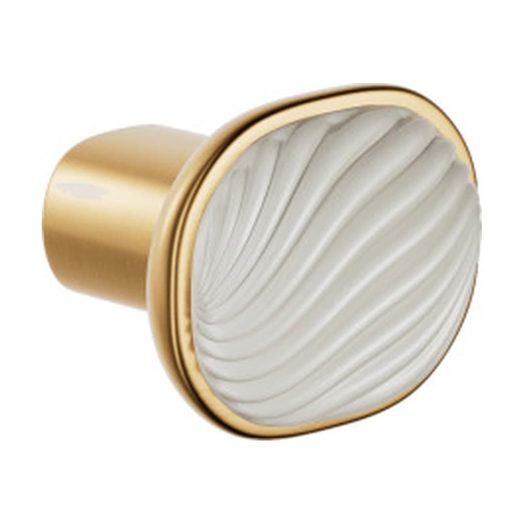DnD Dune – Πομολάκι Επίπλου – Antique satin gold + sand-white glossy porcelain (DN70-PVD-SG+PSB)