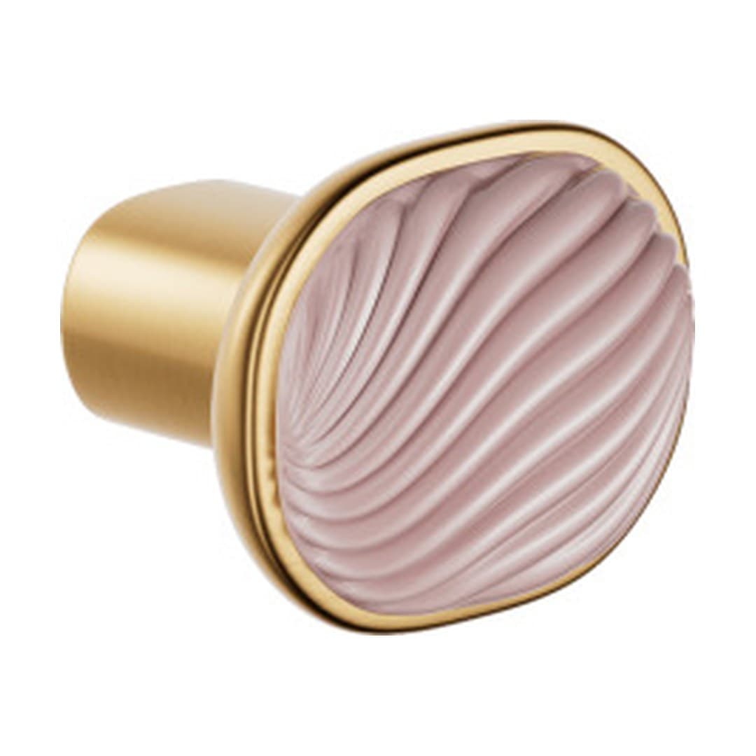 DnD Dune – Πομολάκι Επίπλου – Antique satin gold + cloud-pink glossy porcelain (DN70-PVD-SG+PSR)