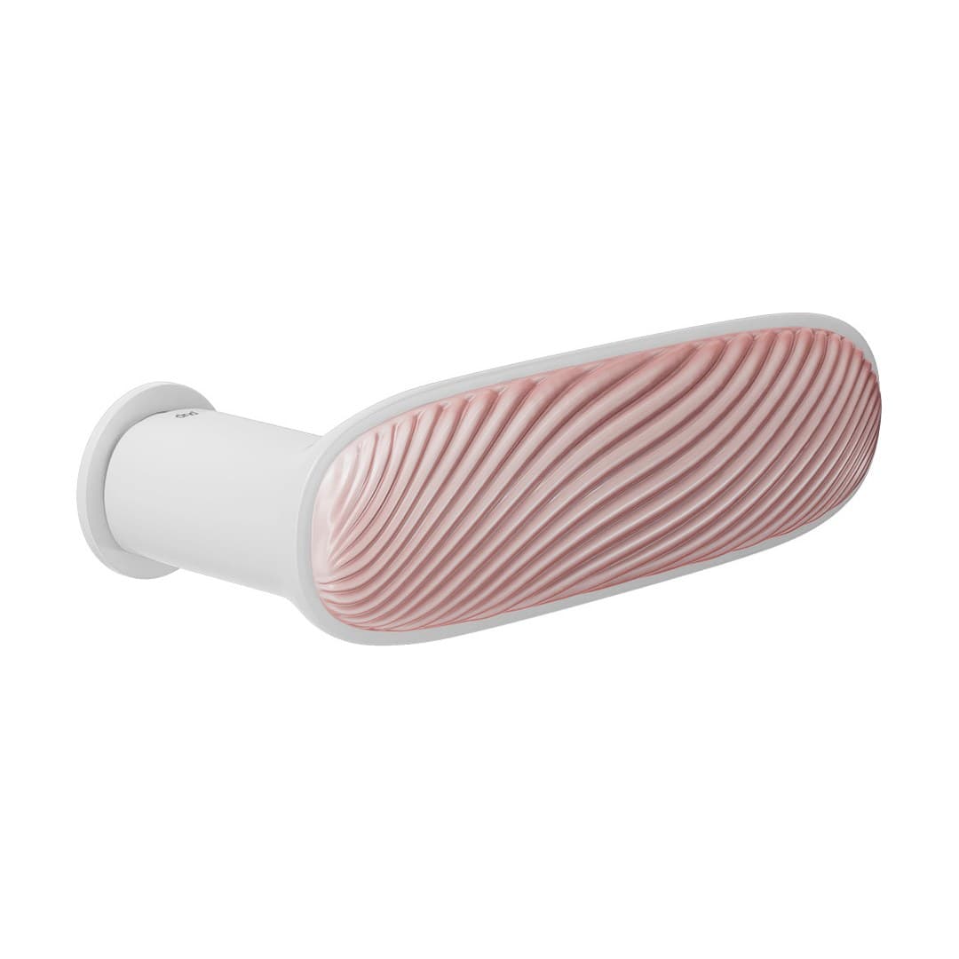 DnD Dune – Πόμολο Πόρτας Ροζέτα – Unico Tonda – White + cloud-pink glossy porcelain (DN80-OBN+PSR)