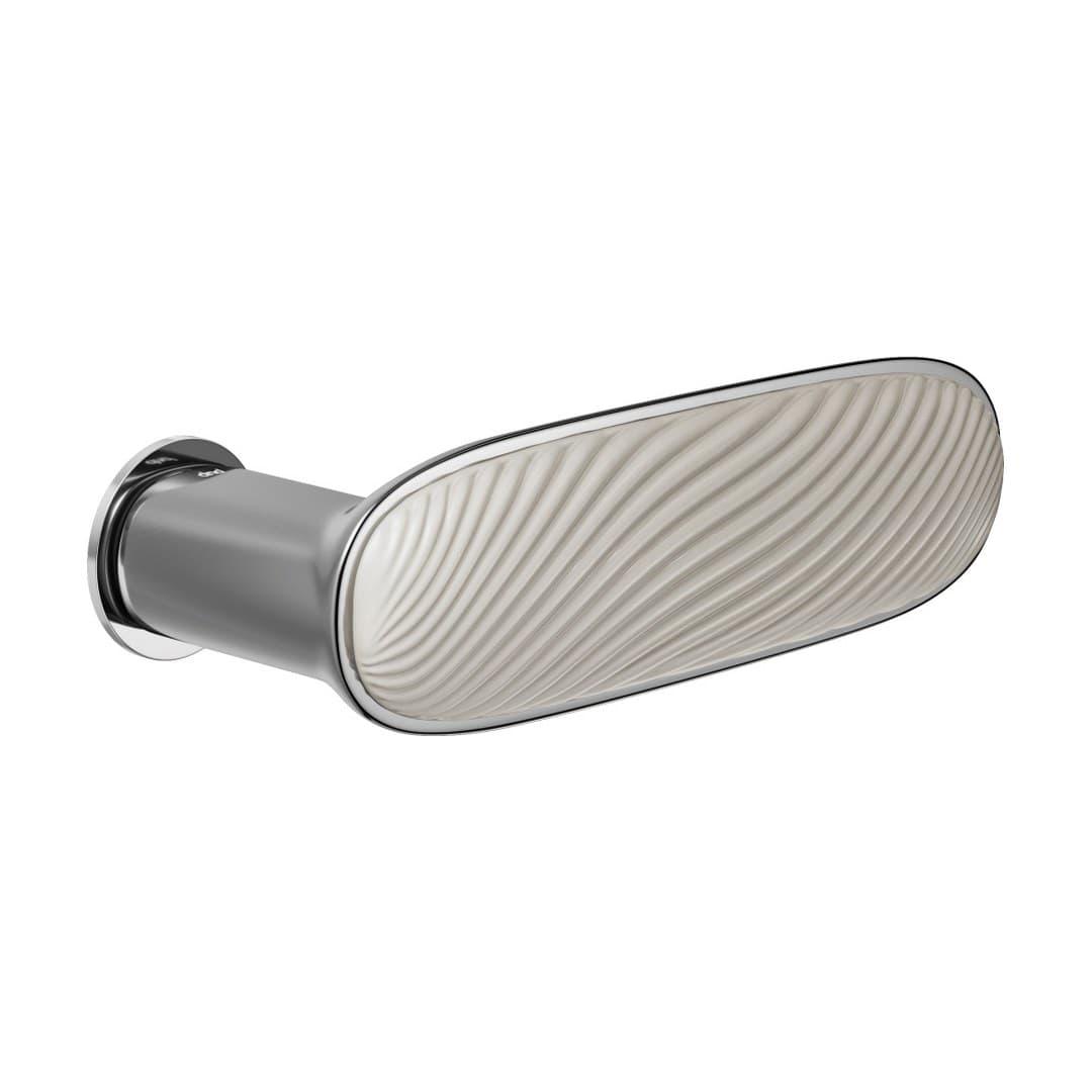 DnD Dune – Πόμολο Πόρτας Ροζέτα – Unico Tonda – Polished chrome + sand-white glossy porcelain (DN80-OC+PSB)