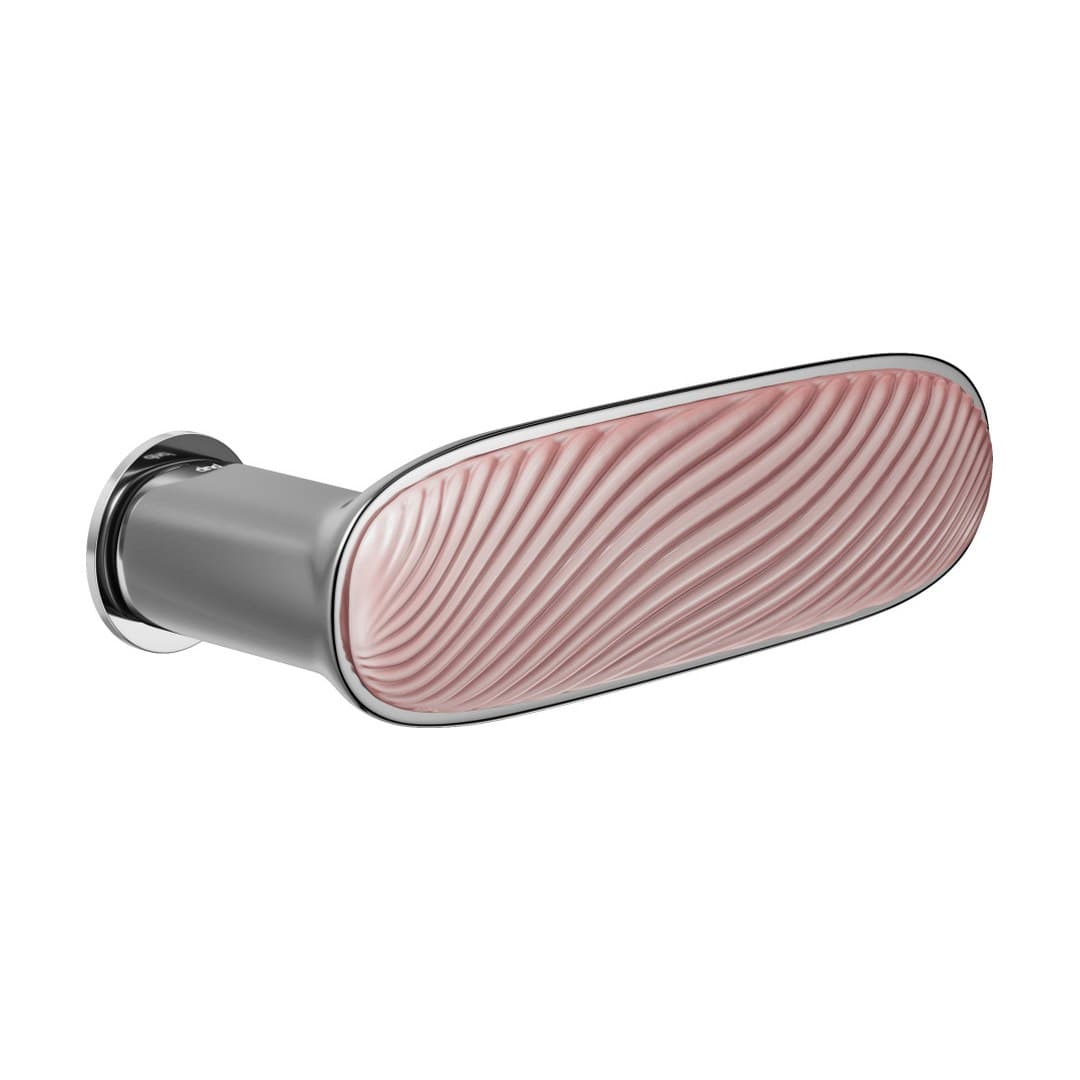 DnD Dune – Πόμολο Πόρτας Ροζέτα – Unico Tonda – Polished chrome + cloud-pink glossy porcelain (DN80-OC+PSR)