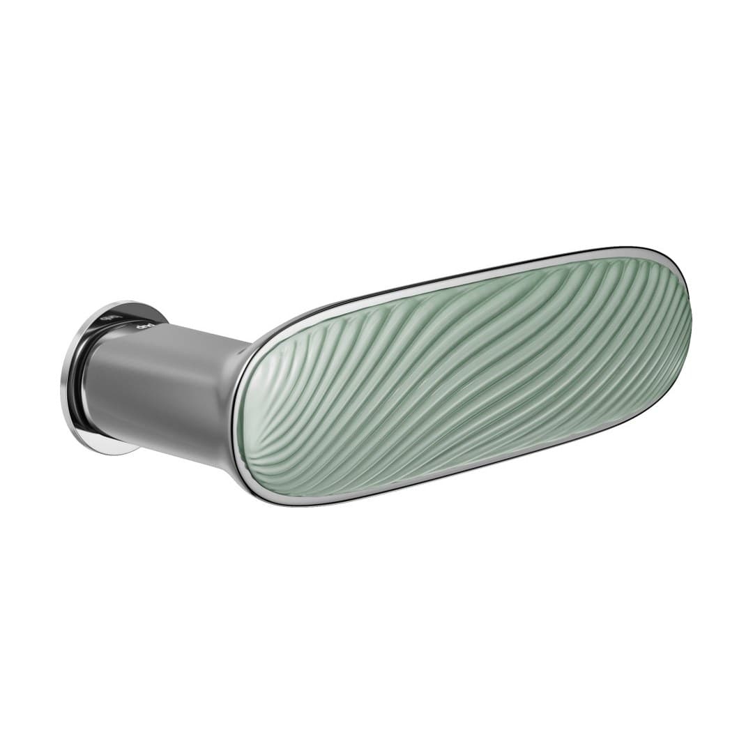 DnD Dune – Πόμολο Πόρτας Ροζέτα – Unico Tonda – Polished chrome + mint-green glossy porcelain (DN80-OC+PSV)