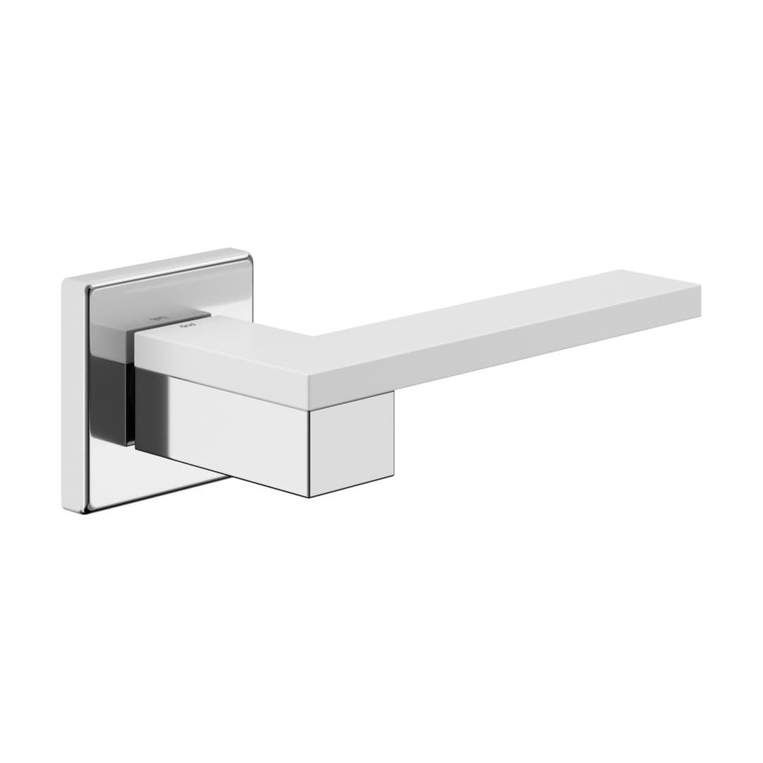 DnD Esa – Πόμολο Πόρτας Ροζέτα – Vis Quadra – Polished chrome + white (ES14-CBI)