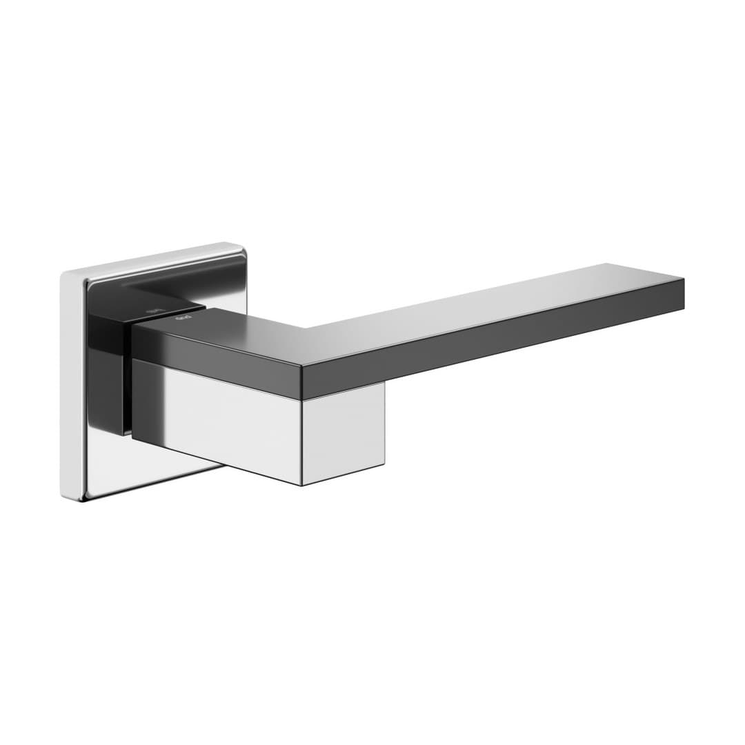 DnD Esa – Πόμολο Πόρτας Ροζέτα – Vis Quadra – Polished chrome + black (ES14-CNE)