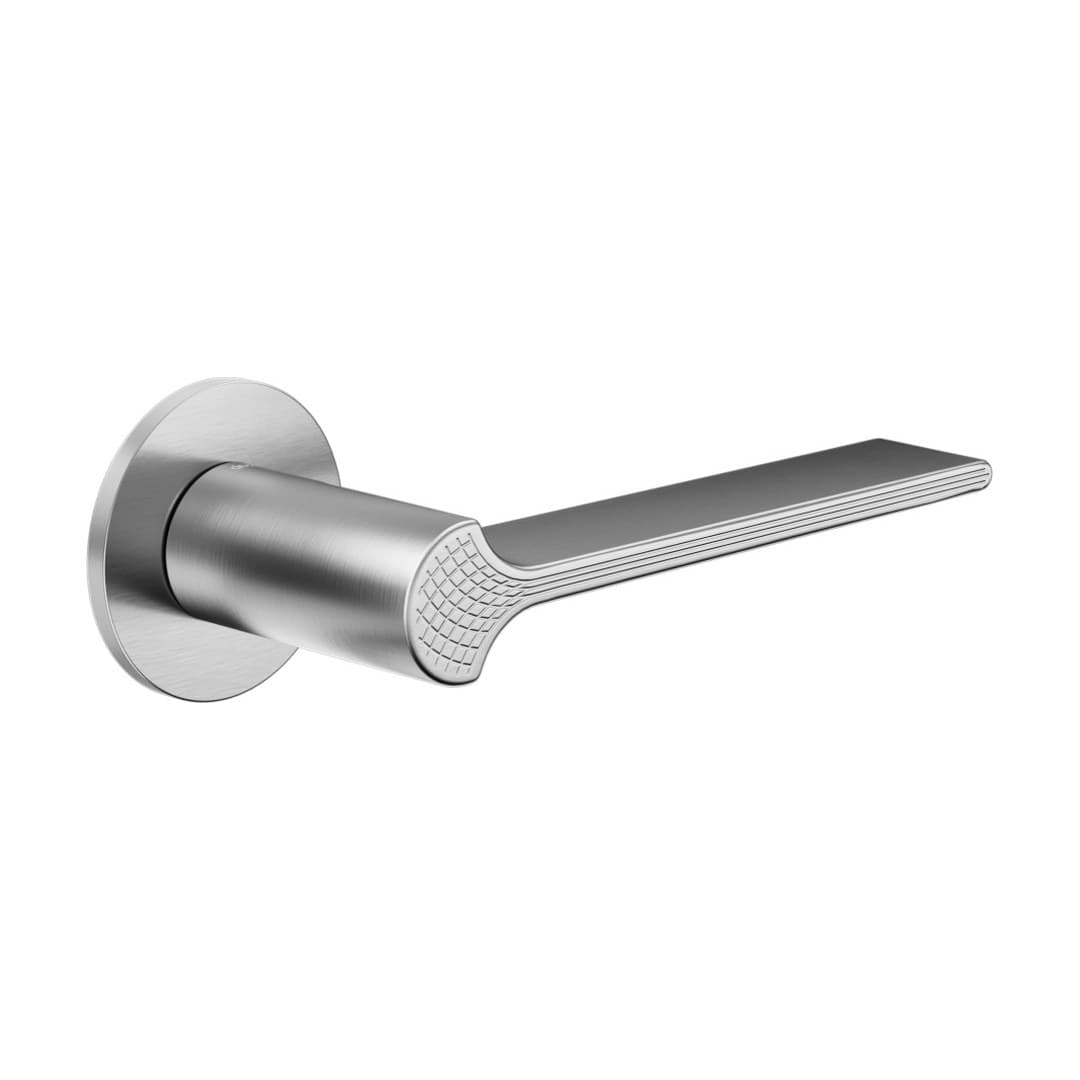 DnD Ginkgo Biloba – Πόμολο Πόρτας Ροζέτα – Fine Tonda – Satin chrome (GB40-OCS)