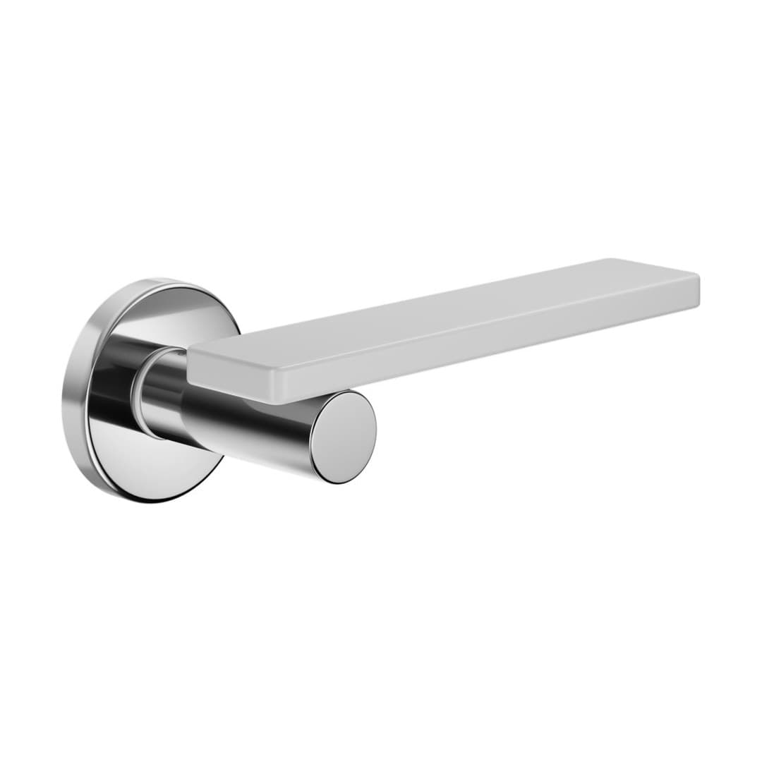 DnD Minima – Πόμολο Πόρτας Ροζέτα – Vis Tonda – Polished chrome + White (MN12-ZCBI)