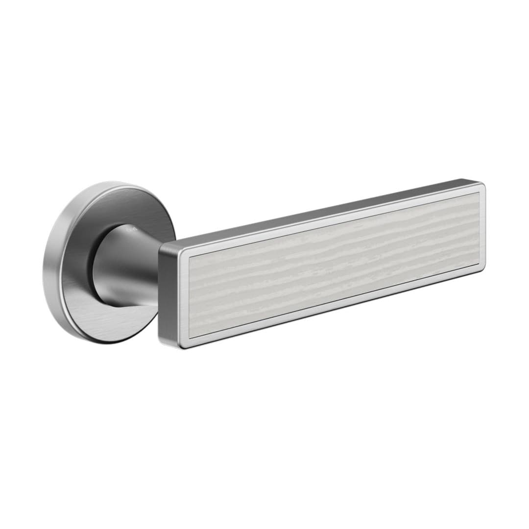 DnD Sochic L – Πόμολο Πόρτας Ροζέτα – Vis Tonda – Satin chrome + white Rosewood insert (SL12-SPB)