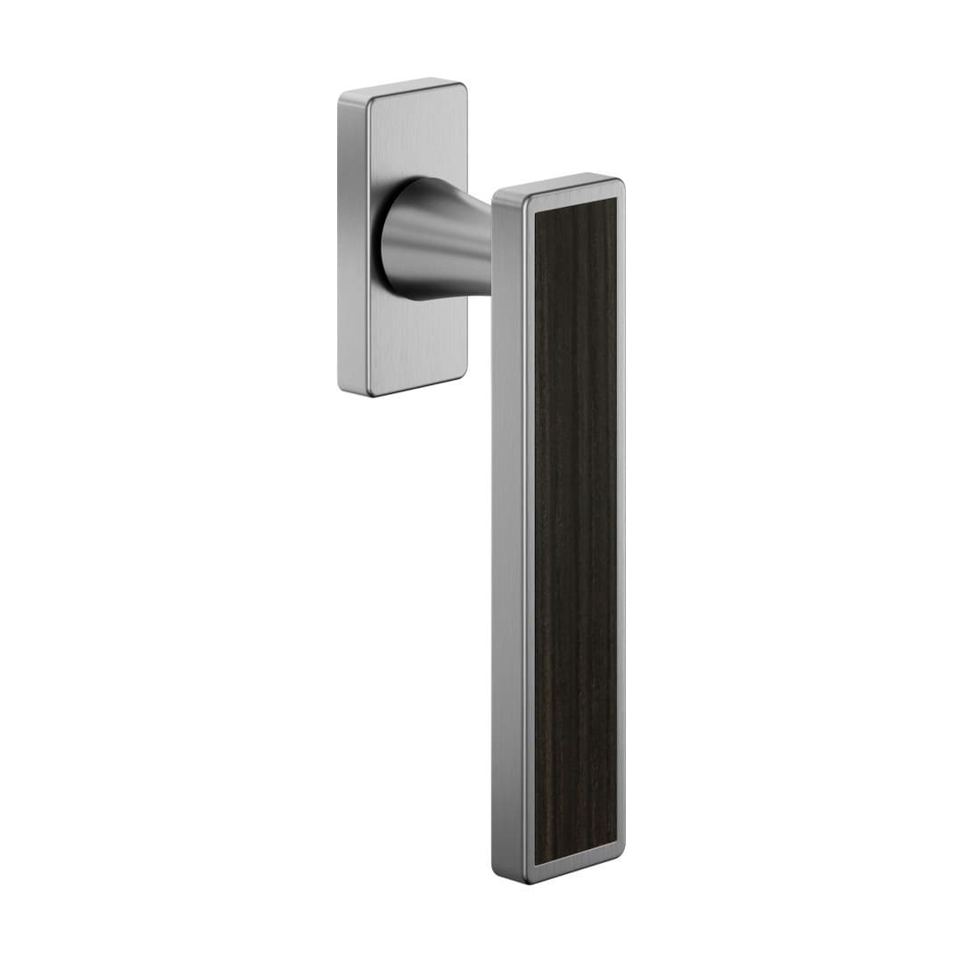 DnD Sochic L 02 – Πόμολο Παραθύρου – DK VIS Rettangolare – Satin chrome + dark Rosewood insert (SL25V-SPL)