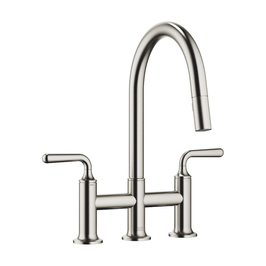 Dornbracht VAIA – Μπαταρία Κουζίνας – Three-hole bridge mixer Pull-down with spray function – Brushed Platinum (19870809-06)
