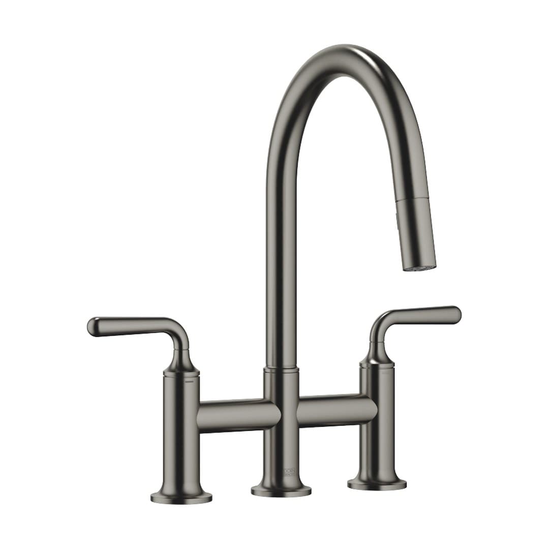 Dornbracht VAIA – Μπαταρία Κουζίνας – Three-hole bridge mixer Pull-down with spray function – Brushed Dark Platinum (19870809-99)