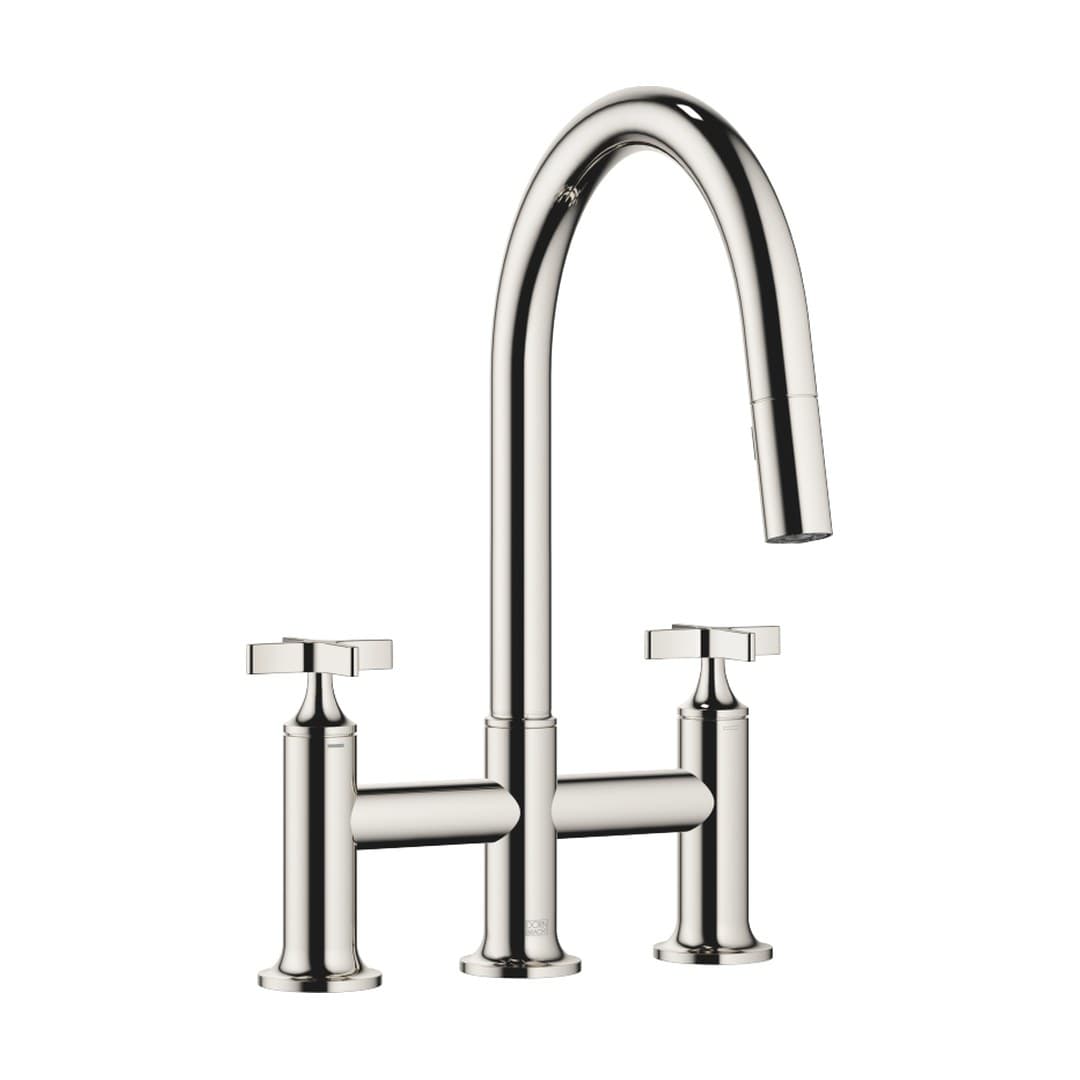 Dornbracht VAIA – Μπαταρία Κουζίνας – Three-hole bridge mixer Pull-down with spray function – Platinum (19875809-08)
