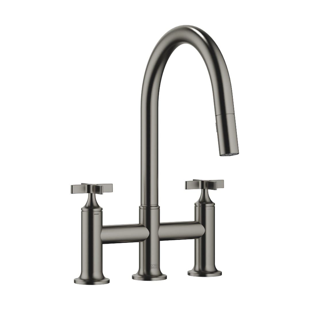 Dornbracht VAIA – Μπαταρία Κουζίνας – Three-hole bridge mixer Pull-down with spray function – Brushed Dark Platinum (19875809-99)