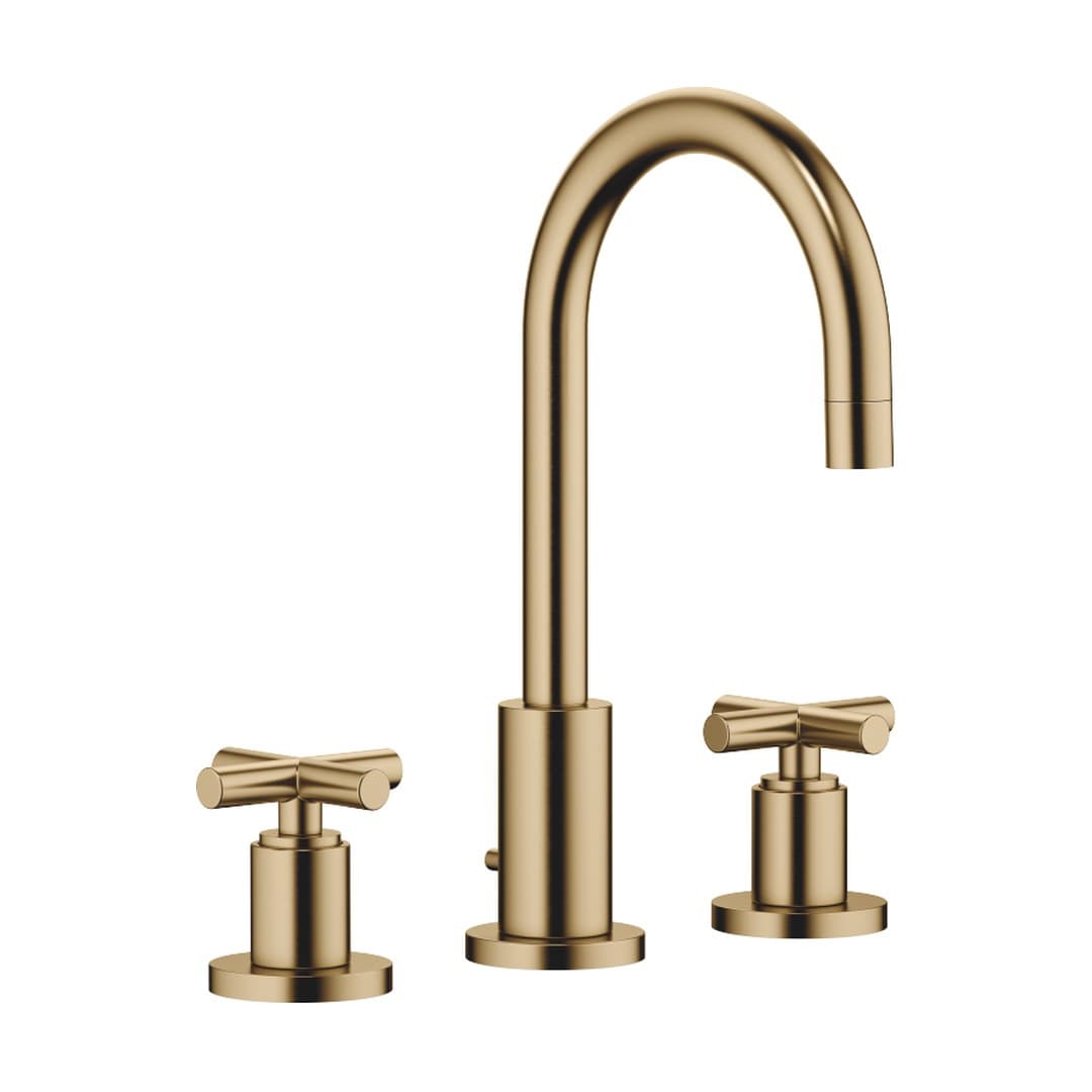 Dornbracht Tara – Μπαταρία Νιπτήρα – Three-hole basin mixer with pop-up waste – Brushed Dark Brass (PVD) (20710892-39)