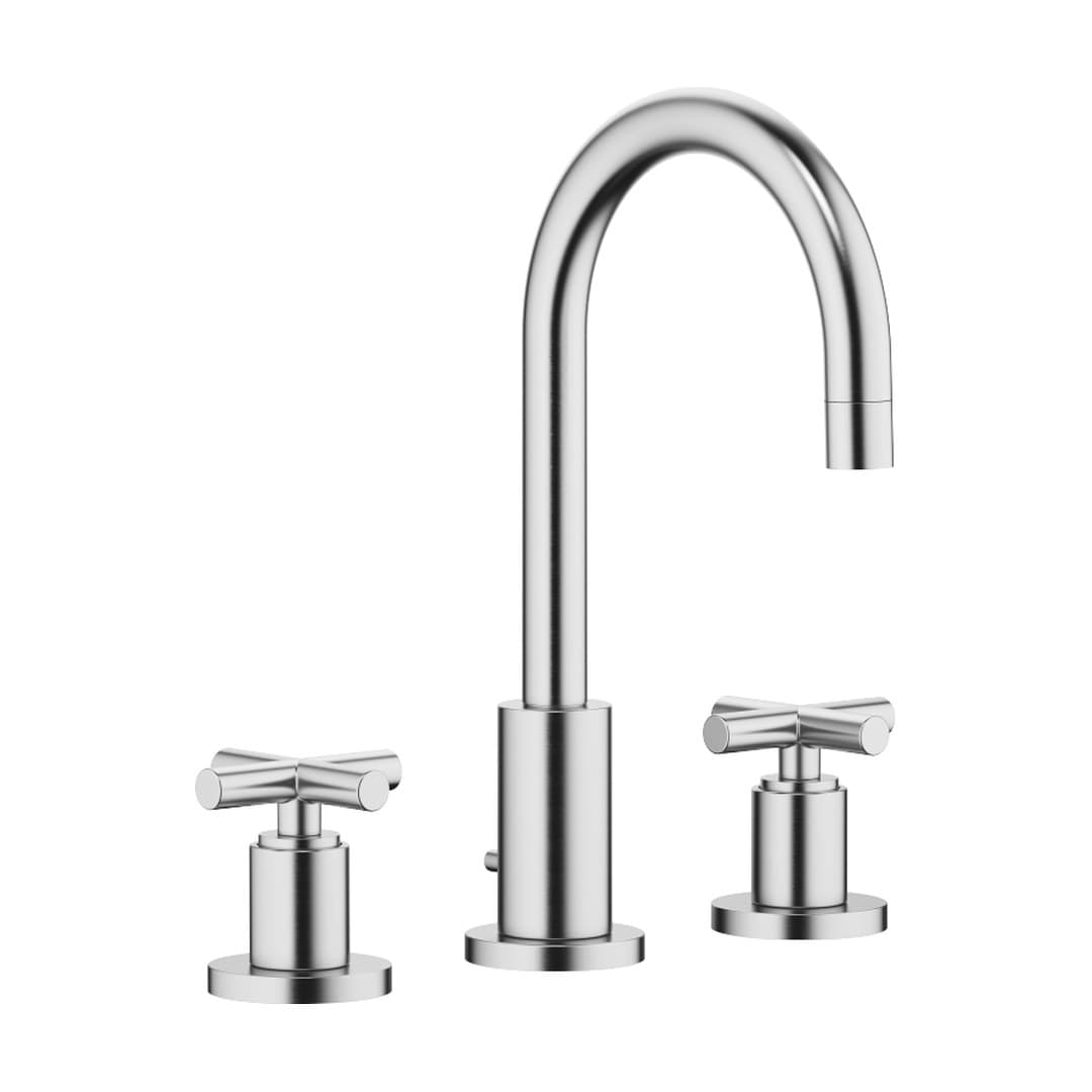Dornbracht Tara – Μπαταρία Νιπτήρα – Three-hole basin mixer with pop-up waste – Brushed Chrome (20710892-93)