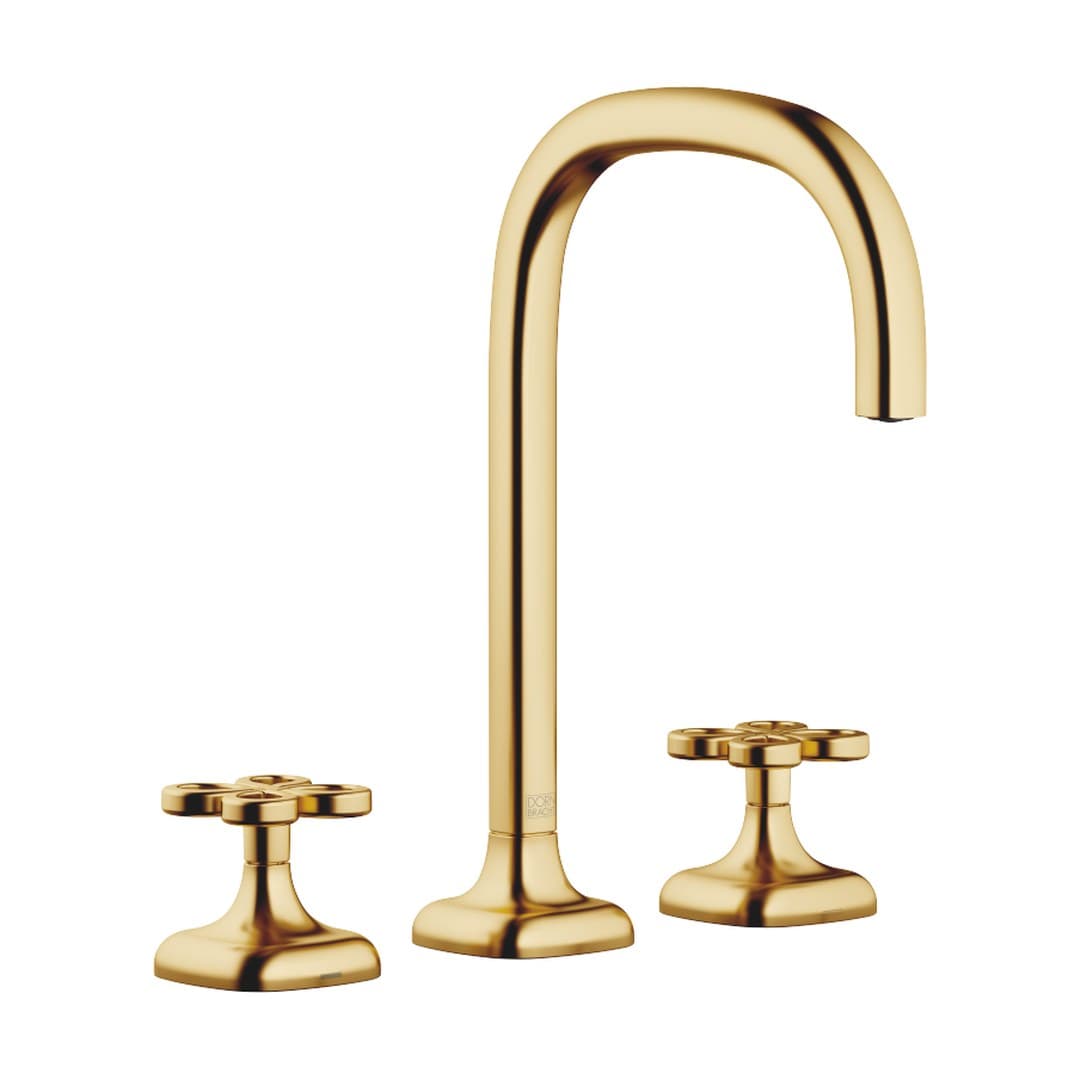 Dornbracht COYA – Μπαταρία Νιπτήρα – Three-hole basin mixer without pop-up waste – Brushed Durabrass (23kt Gold) (20713424-28)