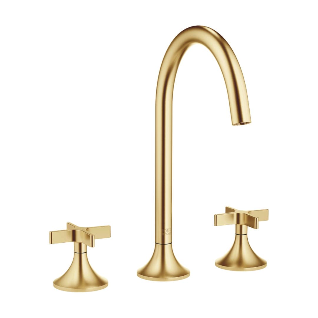 Dornbracht VAIA – Μπαταρία Νιπτήρα – Three-hole basin mixer with pop-up waste – Brushed Durabrass (23kt Gold) (20713809-28)