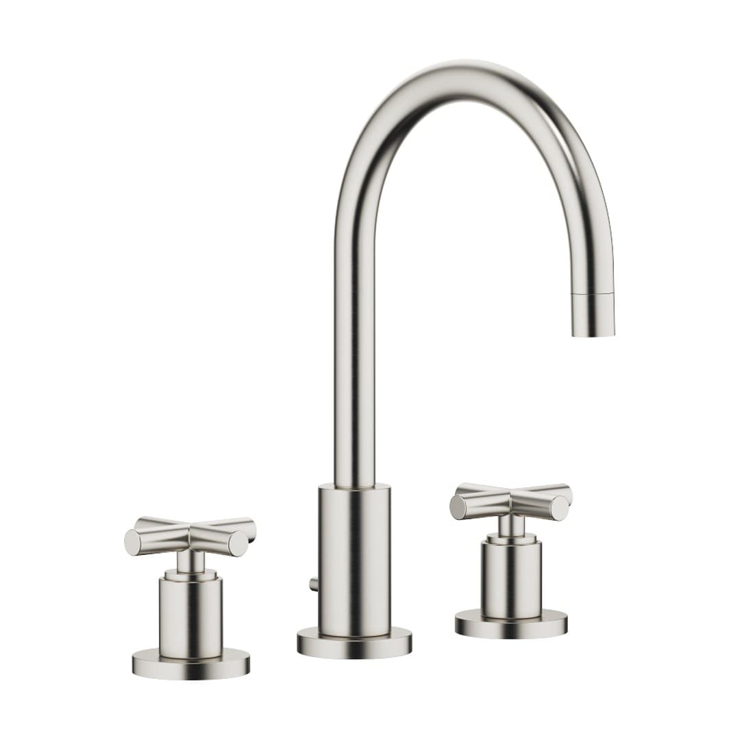 Dornbracht Tara – Μπαταρία Νιπτήρα – Three-hole basin mixer with pop-up waste – Brushed Platinum (20713892-06)