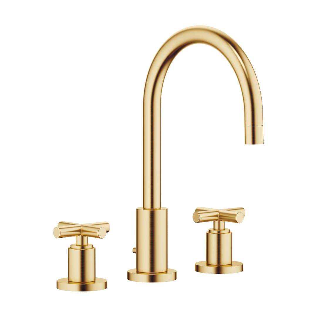 Dornbracht Tara – Μπαταρία Νιπτήρα – Three-hole basin mixer with pop-up waste – Brushed Durabrass (23kt Gold) (20713892-28)