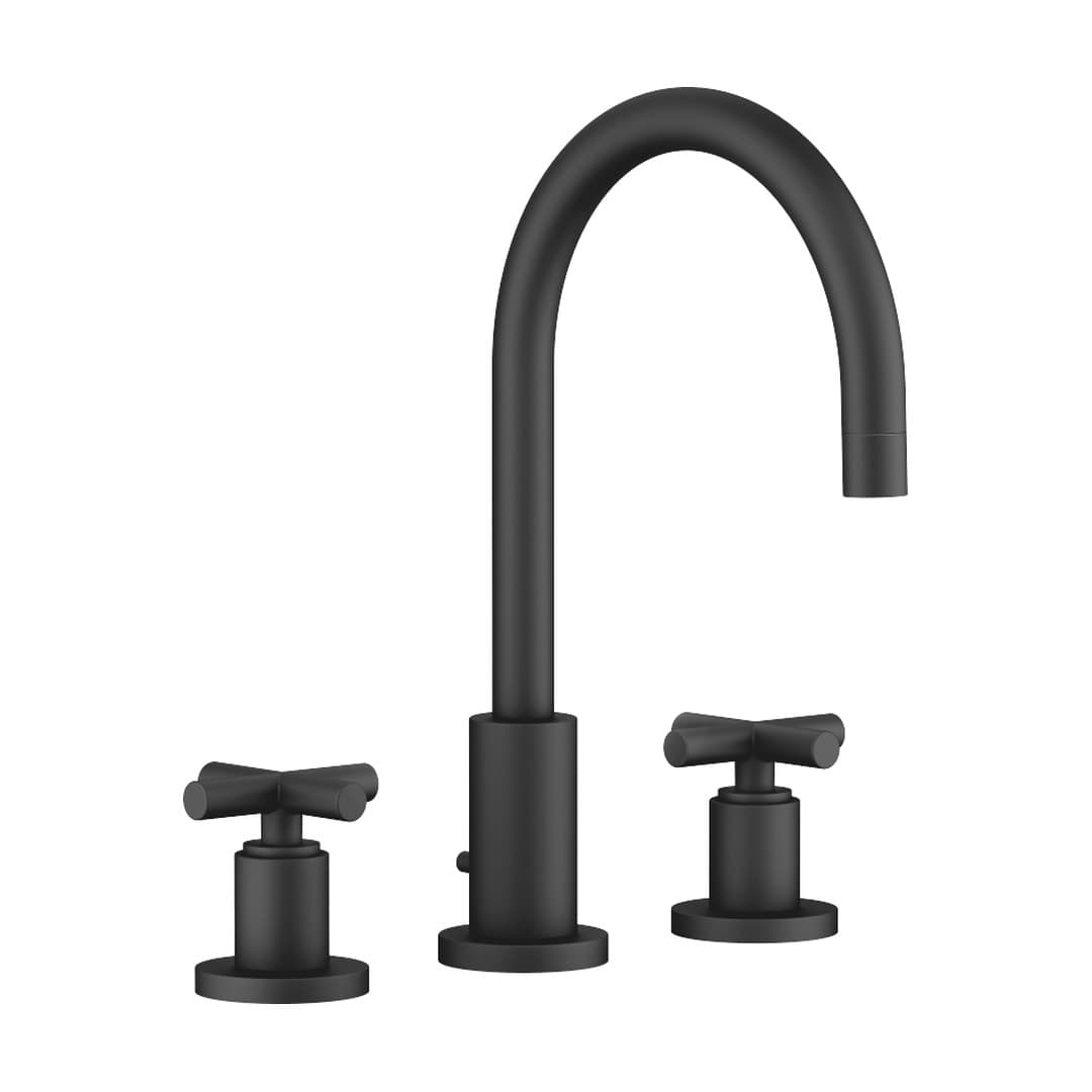 Dornbracht Tara – Μπαταρία Νιπτήρα – Three-hole basin mixer with pop-up waste – Matte Black (20713892-33)