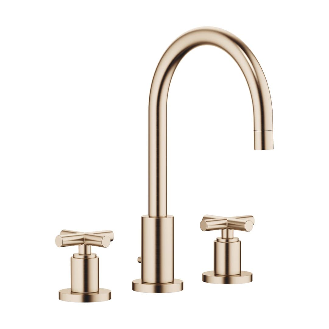 Dornbracht Tara – Μπαταρία Νιπτήρα – Three-hole basin mixer with pop-up waste – Brushed Champagne (22kt Gold) (20713892-46)