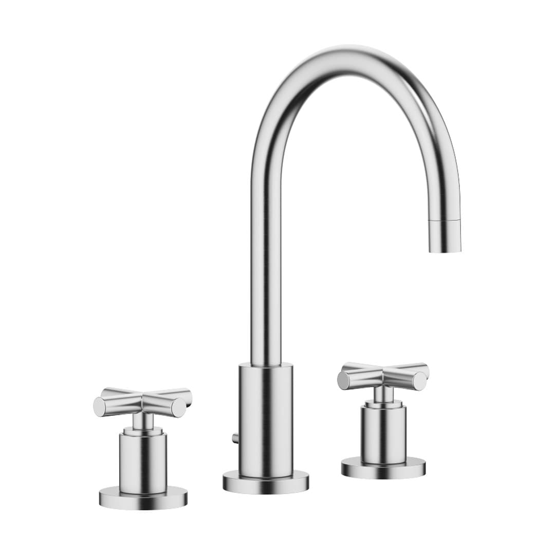 Dornbracht Tara – Μπαταρία Νιπτήρα – Three-hole basin mixer with pop-up waste – Brushed Chrome (20713892-93)
