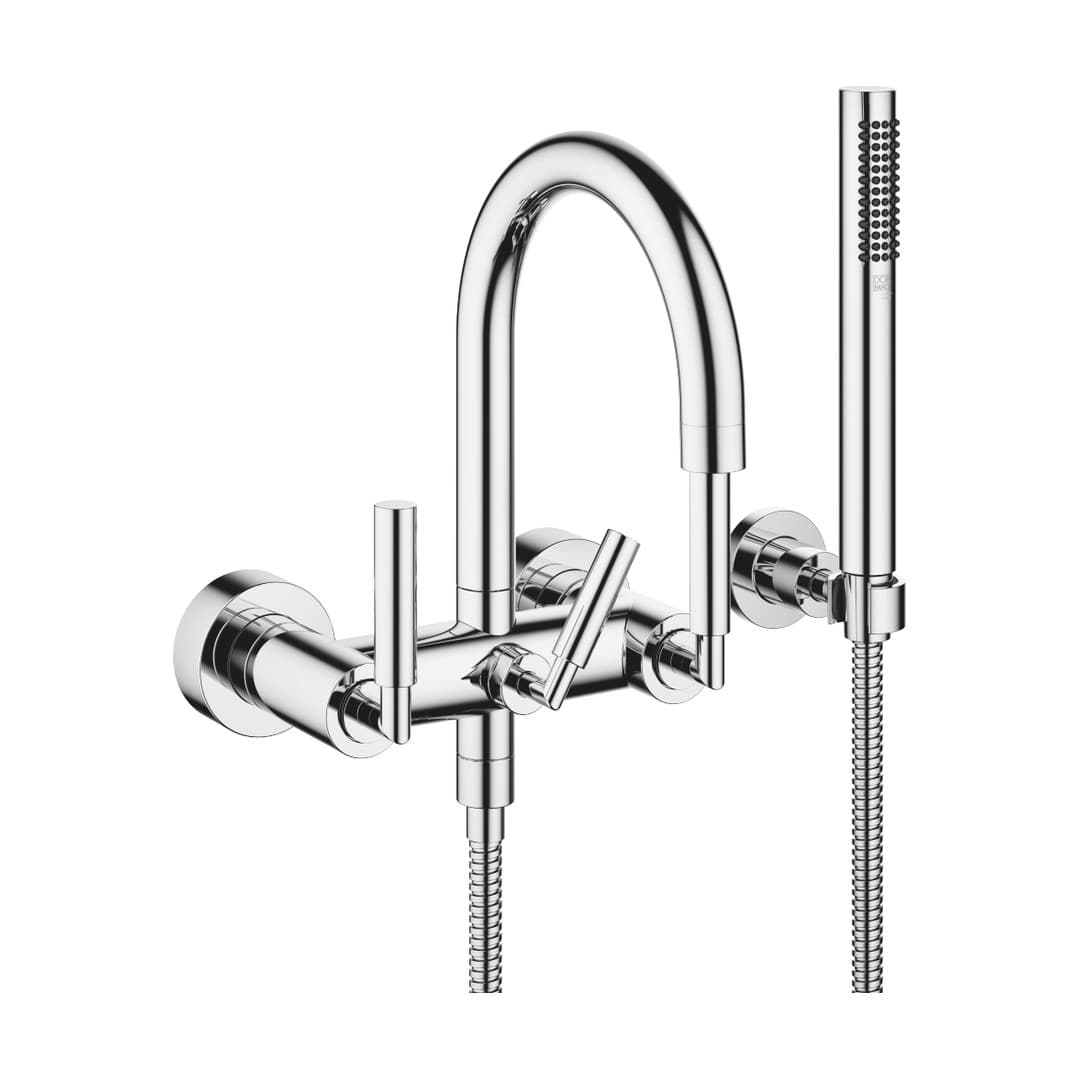 Dornbracht Tara – Μπαταρία Λουτρού Τοίχου – Bath mixer for wall mounting with hand shower set – Chrome (25133882-00)