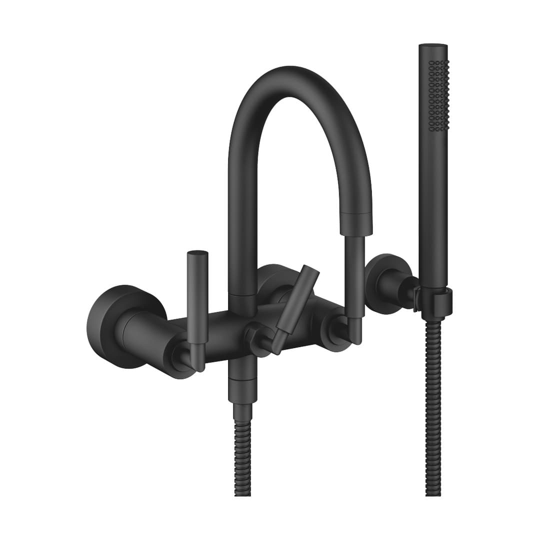 Dornbracht Tara – Μπαταρία Λουτρού Τοίχου – Bath mixer for wall mounting with hand shower set – Matte Black (25133882-33)