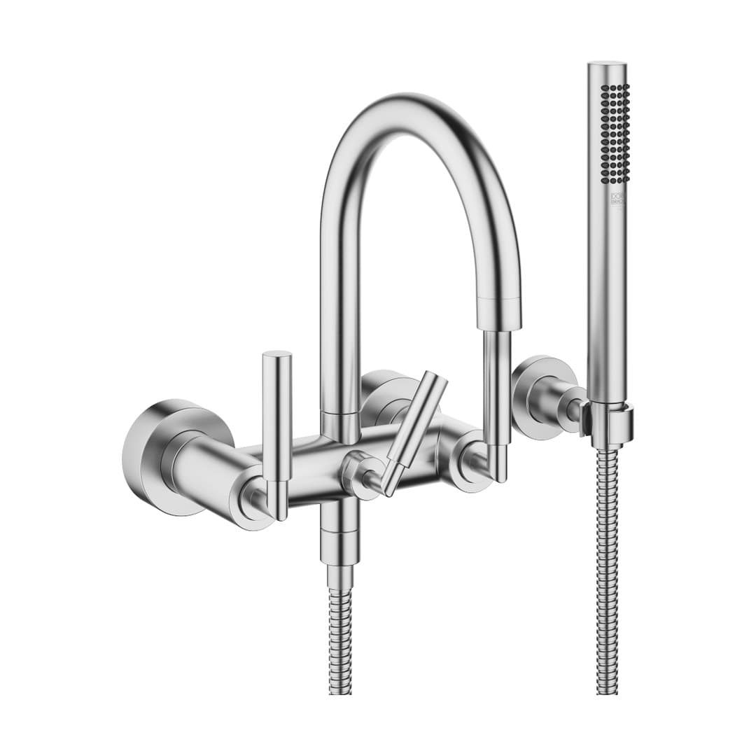 Dornbracht Tara – Μπαταρία Λουτρού Τοίχου – Bath mixer for wall mounting with hand shower set – Brushed Chrome (25133882-93)