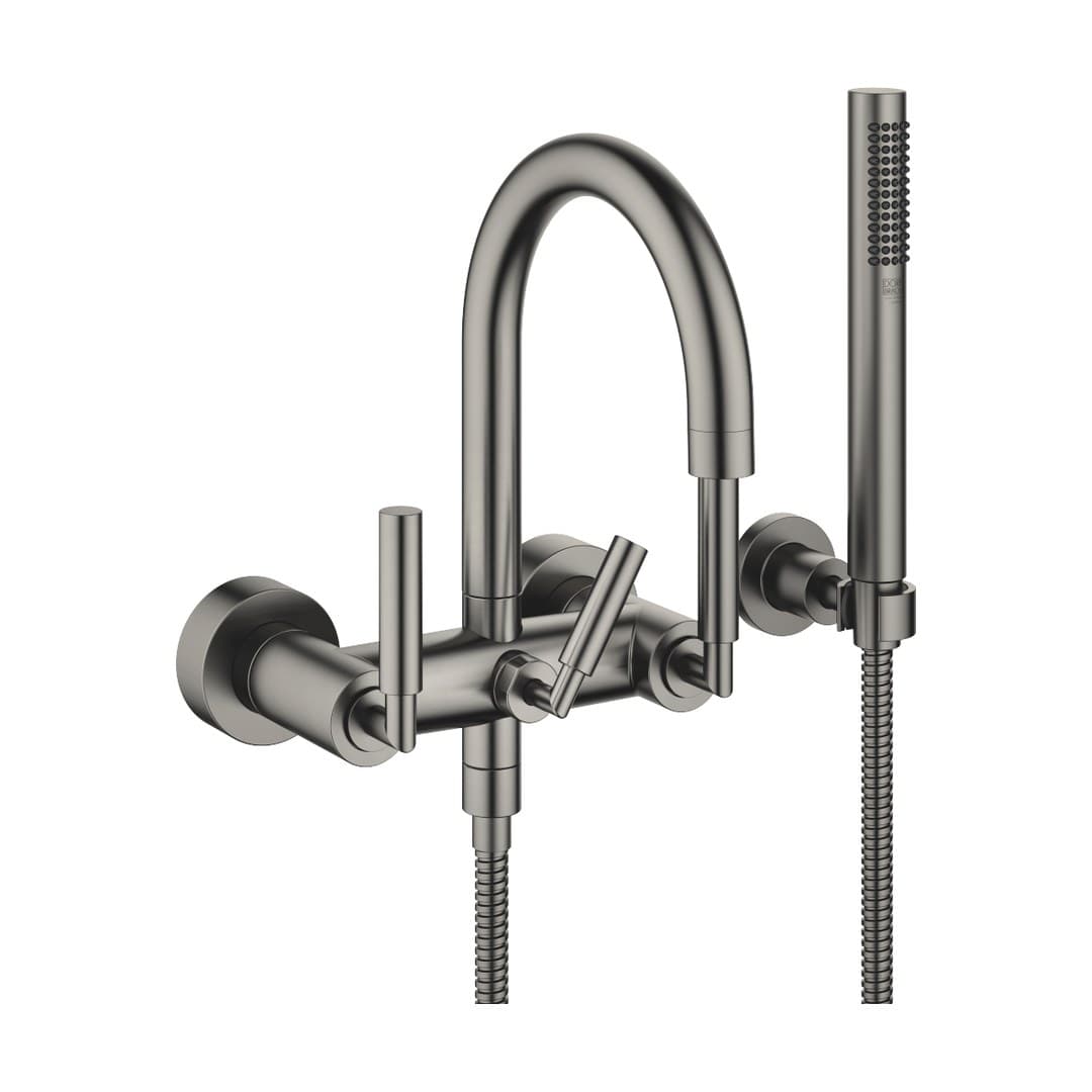 Dornbracht Tara – Μπαταρία Λουτρού Τοίχου – Bath mixer for wall mounting with hand shower set – Brushed Dark Platinum (25133882-99)