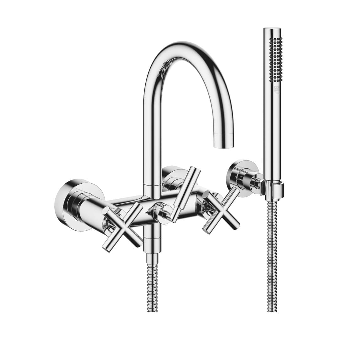 Dornbracht Tara – Μπαταρία Λουτρού Τοίχου – Bath mixer for wall mounting with hand shower set – Chrome (25133892-00)