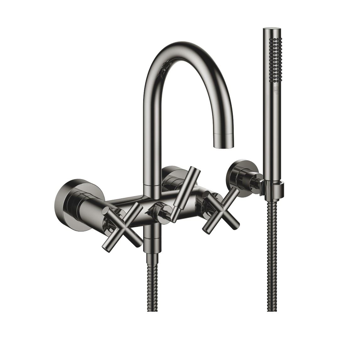 Dornbracht Tara – Μπαταρία Λουτρού Τοίχου – Bath mixer for wall mounting with hand shower set – Dark Chrome (25133892-19)