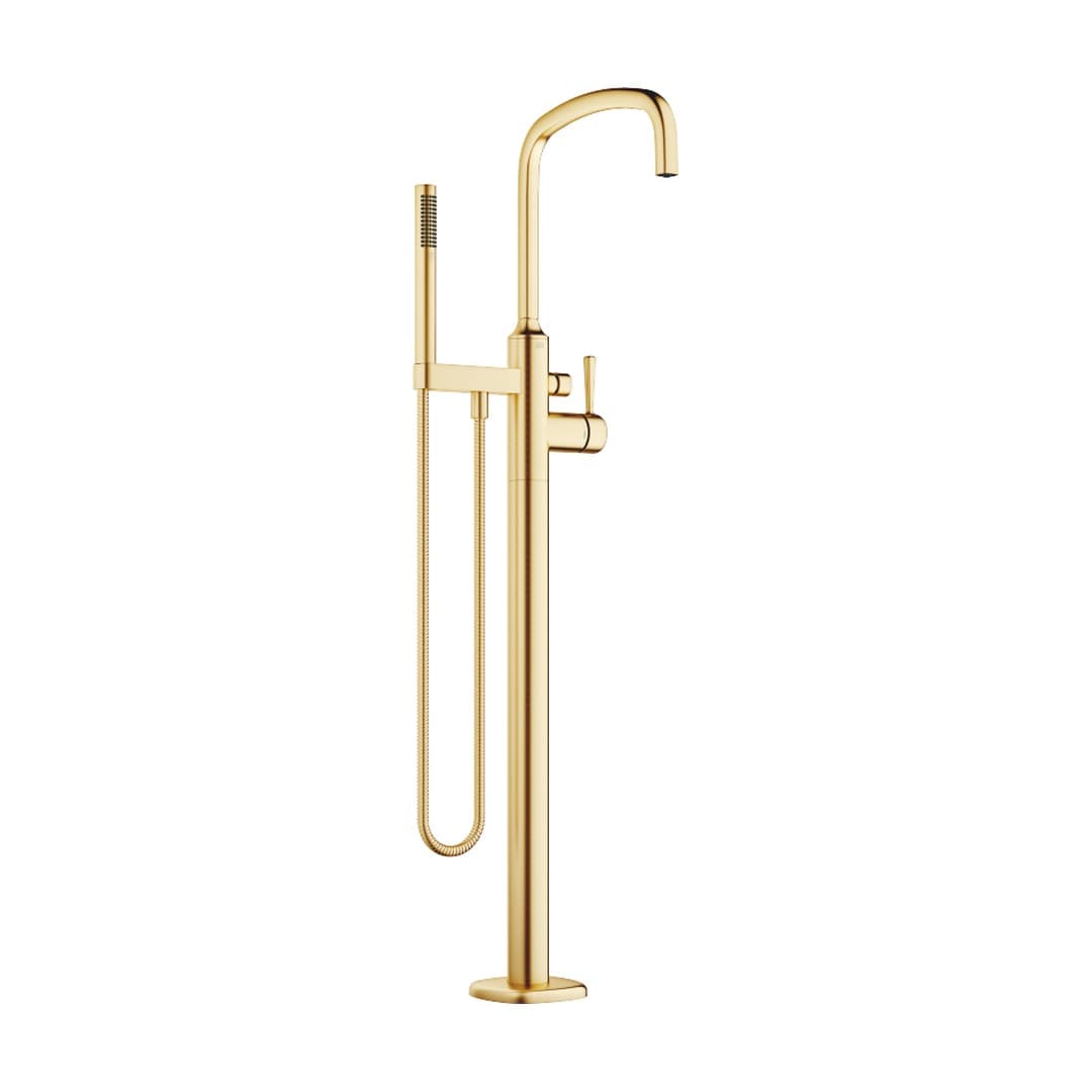 Dornbracht COYA – Μπαταρία Λουτρού Δαπέδου – Single-lever bath mixer with stand pipe for free-standing assembly with hand shower set – Brushed Durabrass (23kt Gold) (25863404-28)